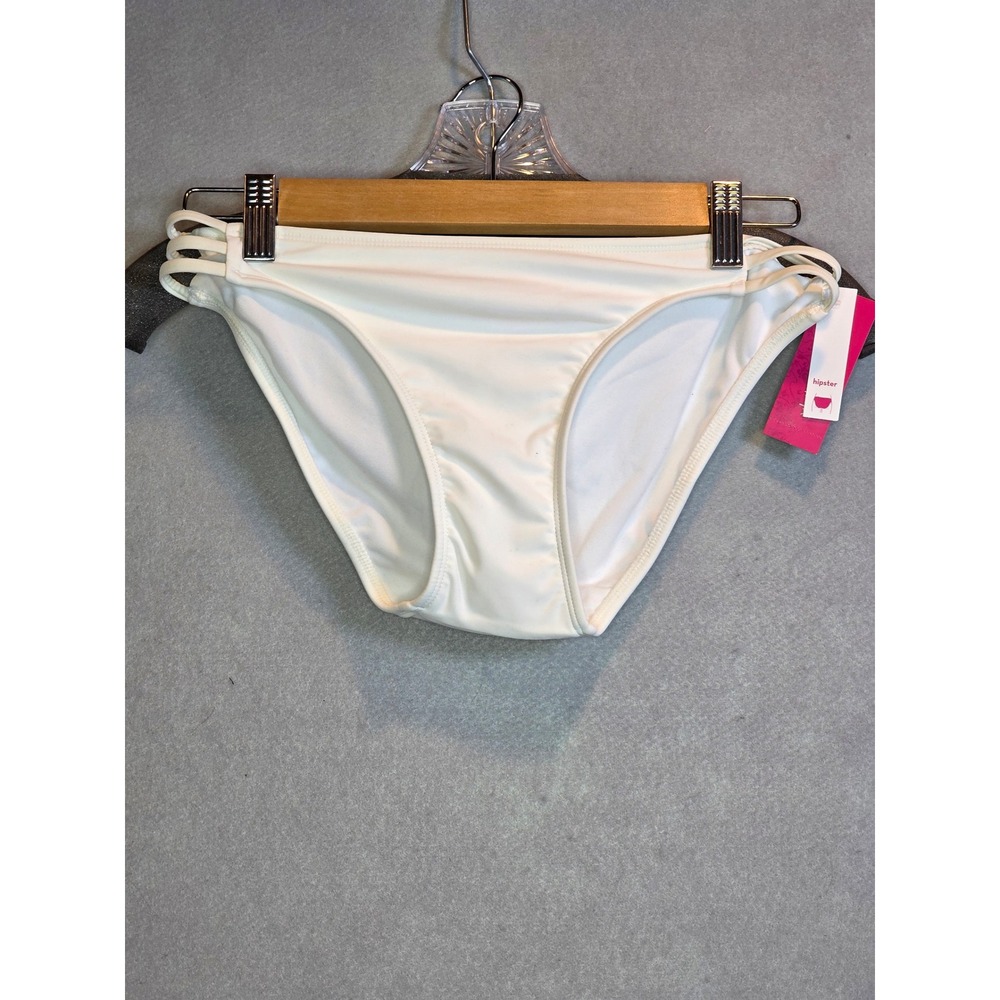 Xhilaration White Hipster Bikini Bottoms Strappy Sides Medium NWT 238 05 1562